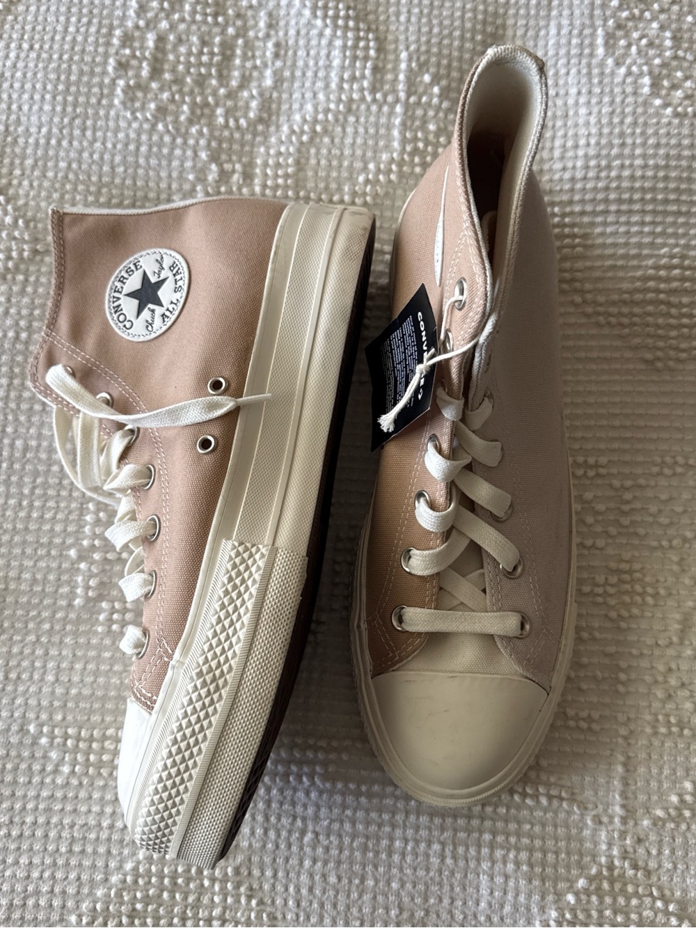 Converse High Top Sneakers two tone tan and beige size 10